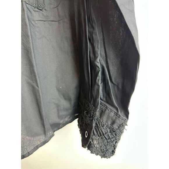 Black lace long sleeve button up shirt - Picture 8 of 12